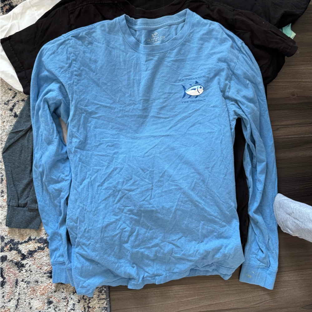 Men's Blue Long Sleeve Shirt southern tide